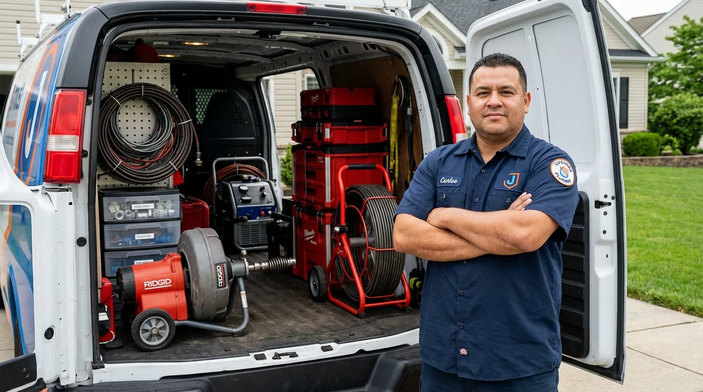 Professional drain cleaning equipment and Johns Plumbing LLC plumber in Kouts