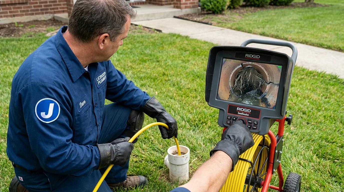 Sewer camera inspection being performed by Johns Plumbing LLC in Kouts